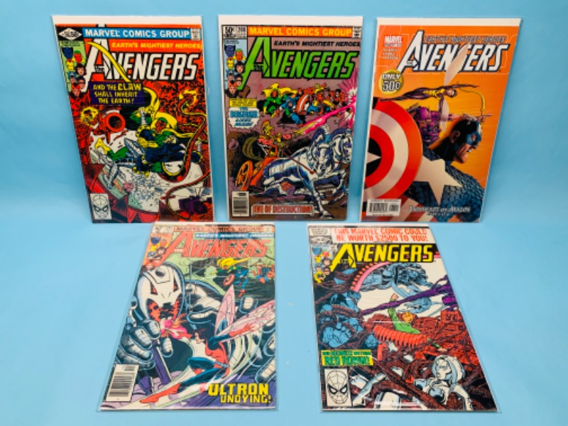 Photo 1 of 803118…5 vintage $.50 cent avengers comics in plastic sleeves 