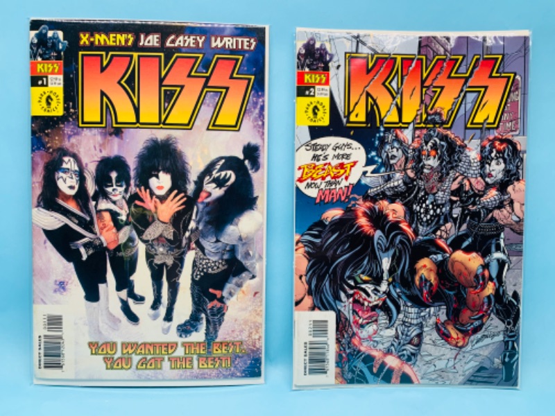 Photo 1 of 803128…2 vintage kiss comics #1 and #2 in plastic sleeves 