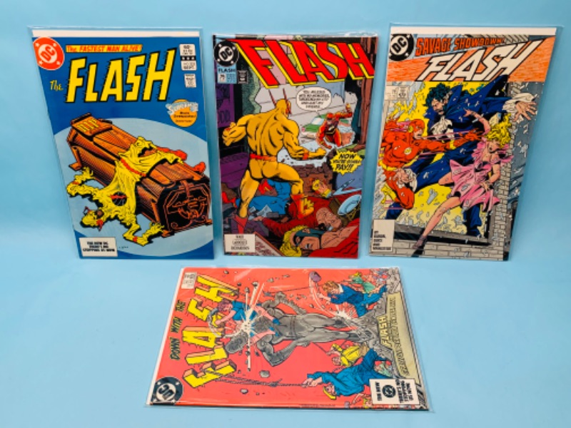 Photo 1 of 803148…4 vintage flash comics in plastic sleeves 