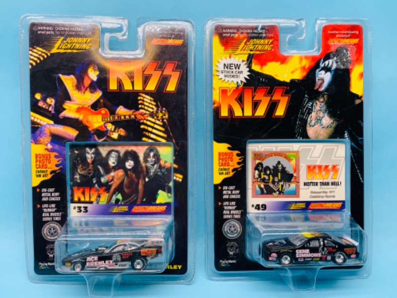 Photo 1 of 803154… 2 kiss Johnny lighting die cast cars in original packages 