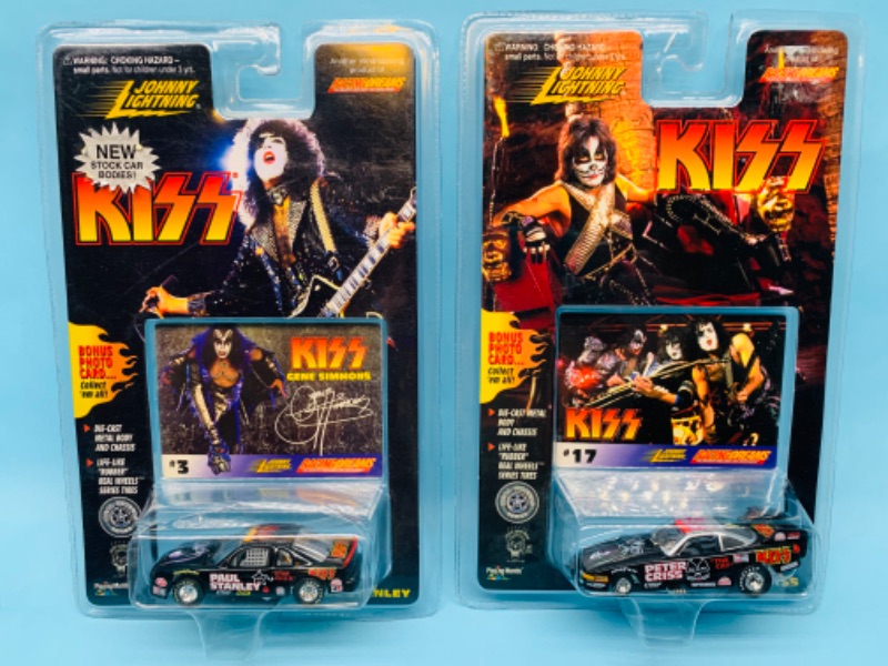 Photo 1 of 803155… 2 kiss Johnny lighting die cast cars in original packages 