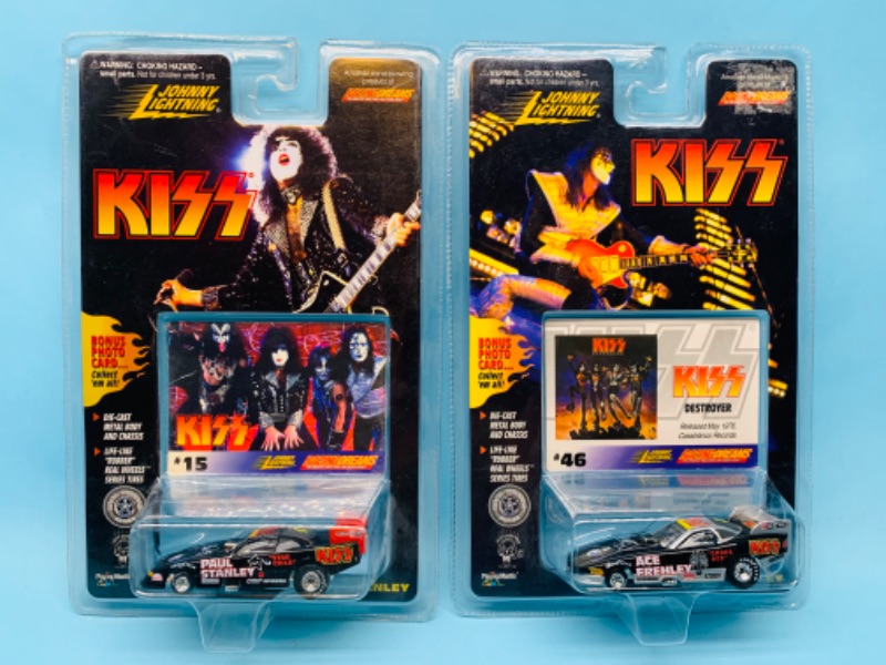 Photo 1 of 803156… 2 kiss Johnny lighting die cast cars in original packages 