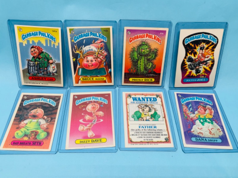 Photo 1 of 803163…8 vintage garbage pail kids sticker cards in hard plastic sleeves 