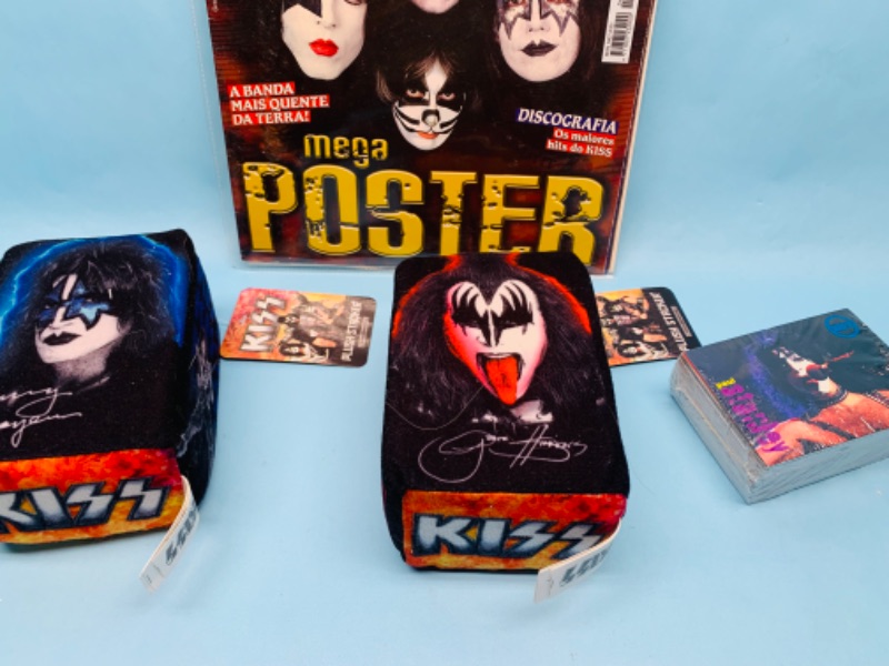 Photo 2 of 803189…kiss mega poster, plush stackers, and 100 kiss trading cards 