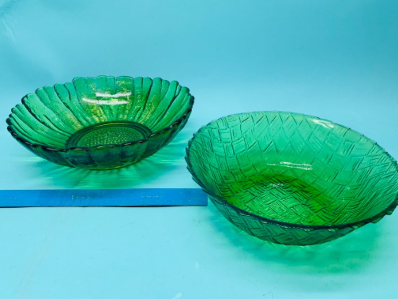 Photo 3 of 803203…2 vintage Art Deco green glass serving bowls 