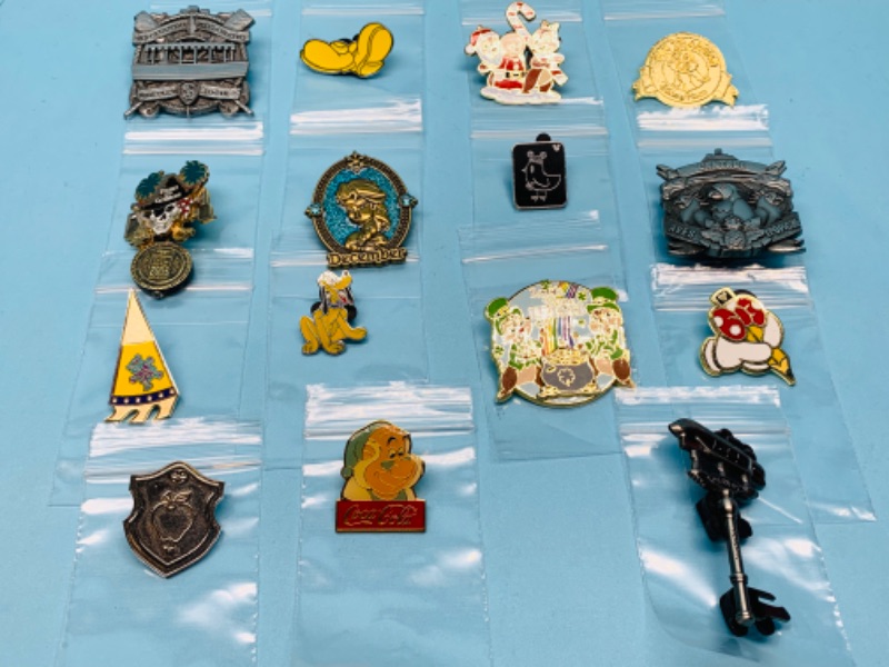 Photo 1 of 803224…15 Disney pins in plastic bags 