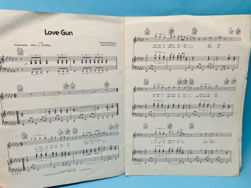 Photo 3 of 803227…vintage kiss Love Gun music sheet  and lyrics - shows wear from age 