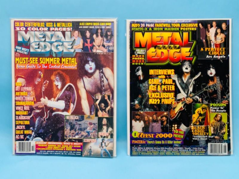 Photo 1 of 803230…2 vintage kiss metal edge magazines in plastic sleeves 