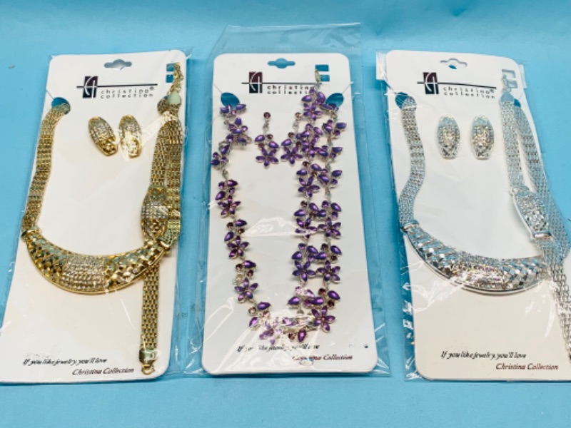 Photo 1 of 803240…3 fashion jewelry sets in packages necklace, bracelet, and pierced earrings sets 