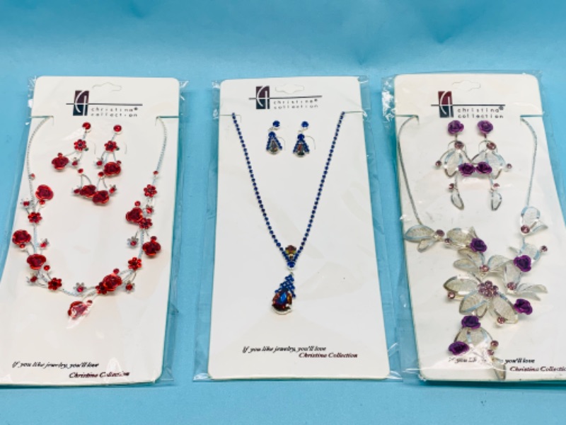 Photo 1 of 803241…3 packages of fashion jewelry necklace and pierced earrings sets 