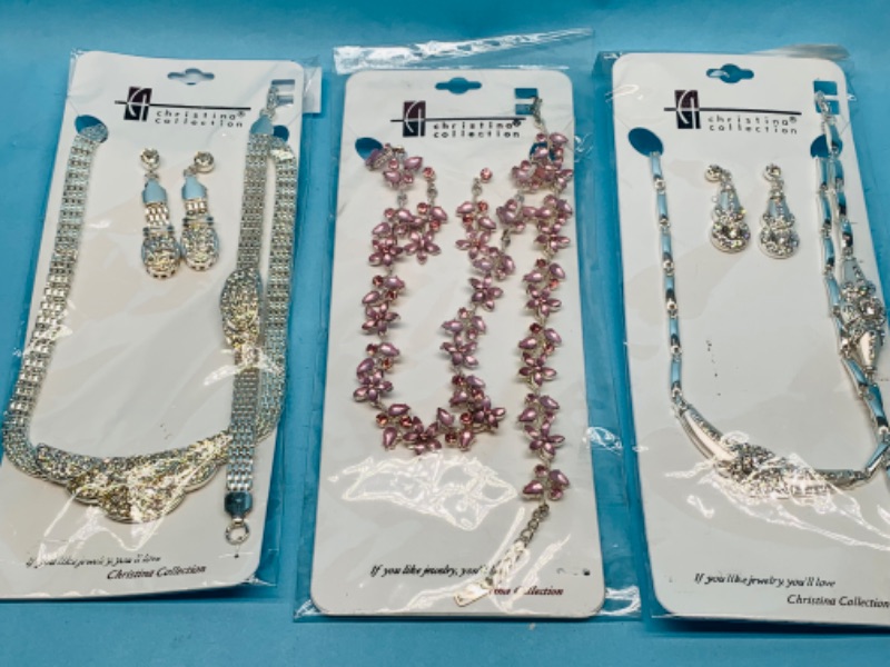 Photo 1 of 803243…3 fashion jewelry necklace, bracelet, and pierced earrings sets in packages 