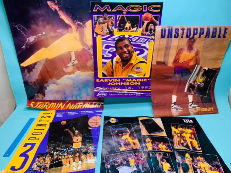 Photo 1 of 803265…vintage laminated Lakers posters - some wrinkles and bends from age 