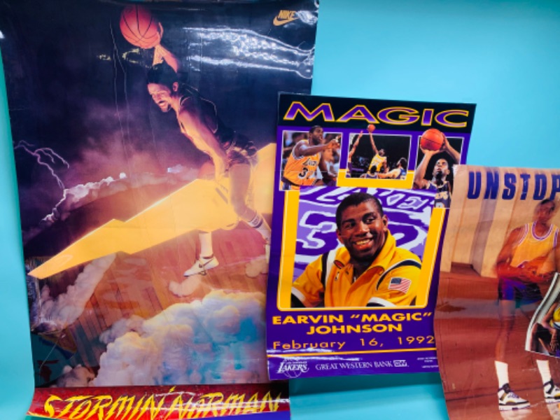 Photo 3 of 803265…vintage laminated Lakers posters - some wrinkles and bends from age 