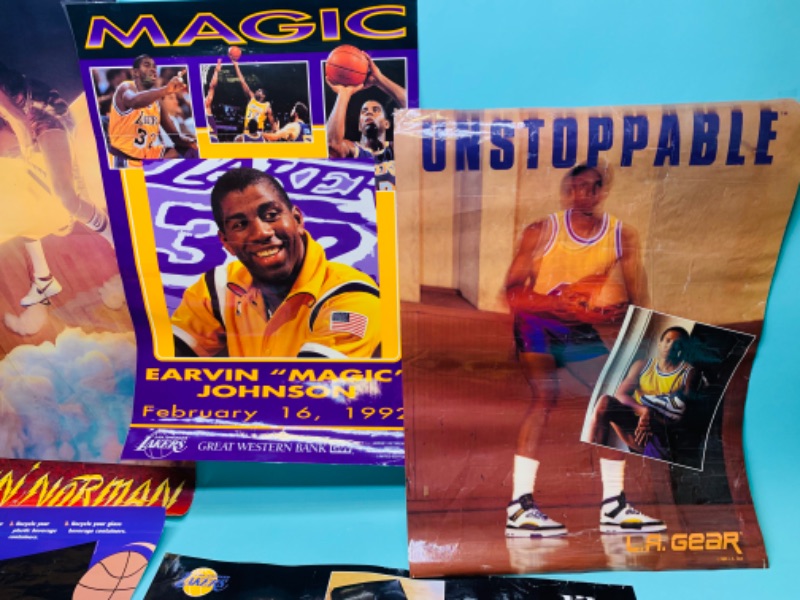 Photo 4 of 803265…vintage laminated Lakers posters - some wrinkles and bends from age 