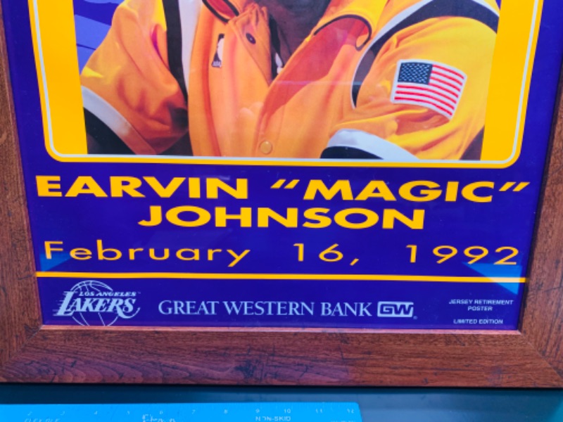 Photo 2 of 803266…28 x 20 magic Johnson jersey retirement poster limited edition 1992 