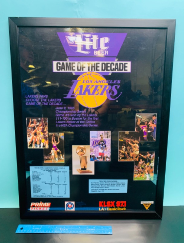 Photo 1 of 803267…Los Angeles Lakers game of the decade lite beer laminated poster 1985