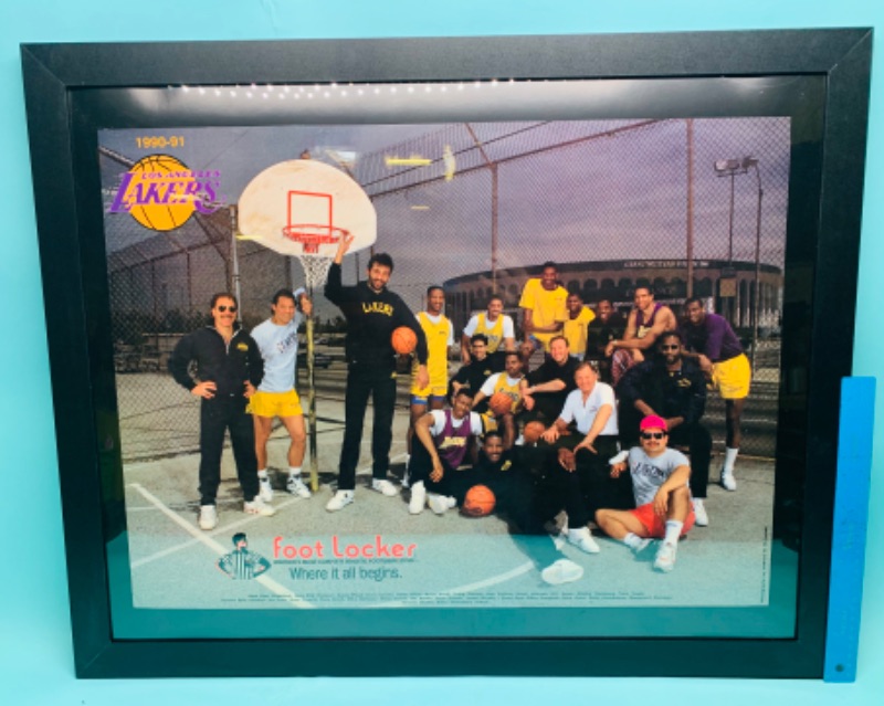 Photo 1 of 803269…vintage framed 1990 LA Lakers foot locker advertising poster 31 x 25 