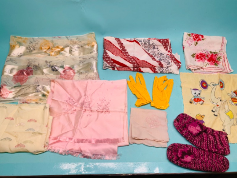 Photo 1 of 803294…vintage scarves, handkerchiefs, and knitted booties 