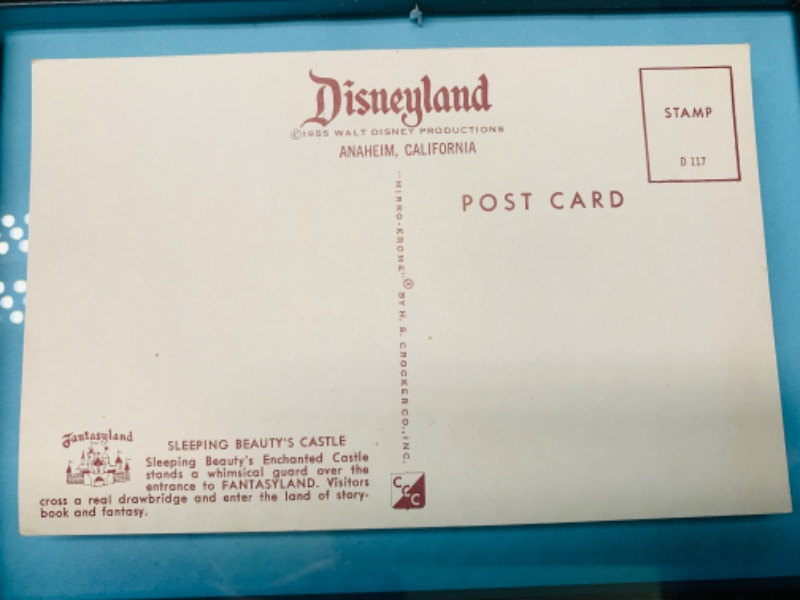 Photo 2 of 803303…vintage 1955 Disneyland post card in frame 