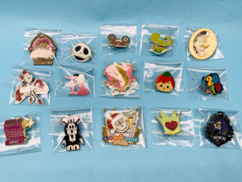 Photo 1 of 803317…15 Disney pins in plastic bags 