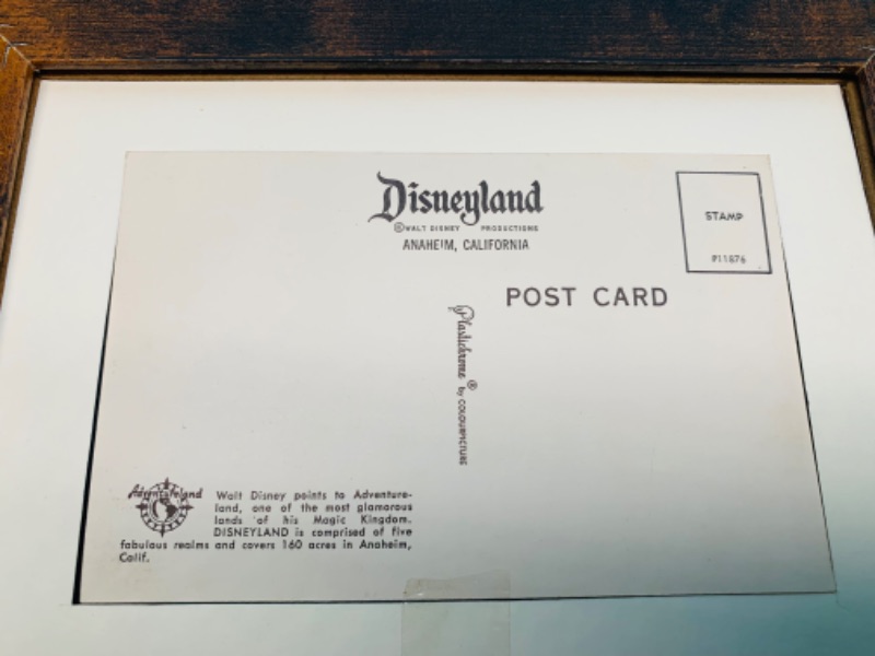 Photo 2 of 803320…vintage Disneyland post card in frame 