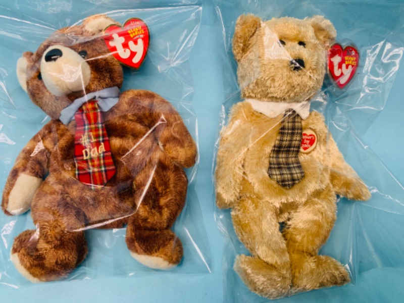 Photo 1 of 803351…TY beanie babies Fathers Day bears in plastic bags 