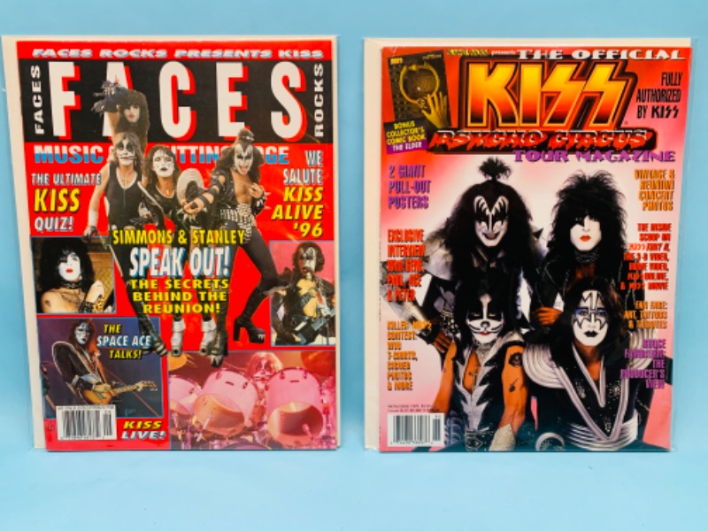 Photo 1 of 803364… 2 vintage kiss magazines in plastic sleeves 