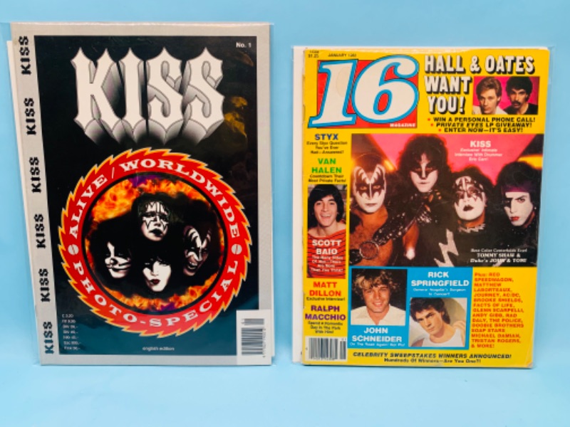 Photo 1 of 803365…2 vintage kiss magazines in plastic sleeves 