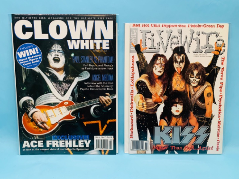 Photo 1 of 803366…2 vintage kiss magazines in plastic sleeves 