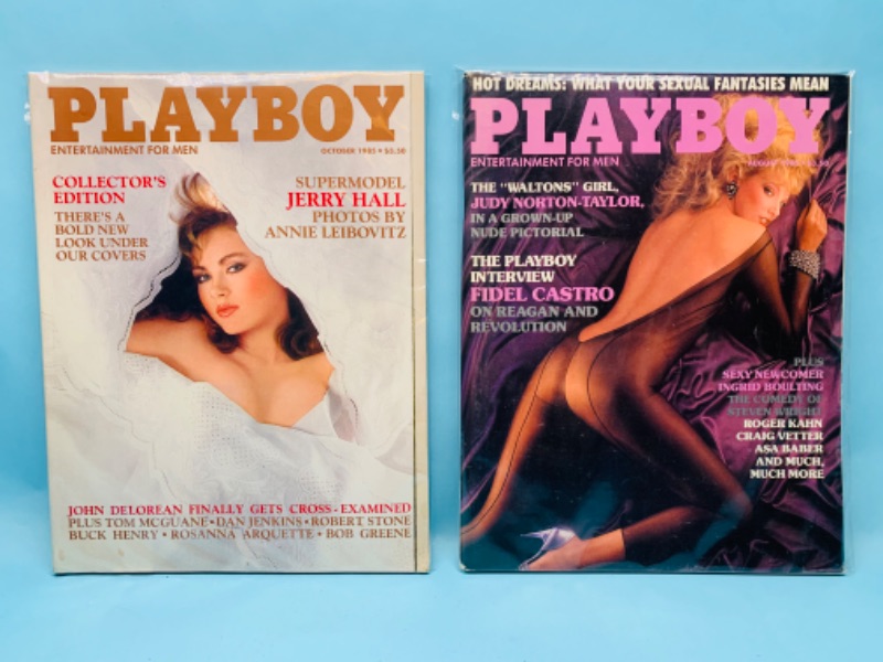 Photo 1 of 803401…adults only- 2 vintage 1985 playboy magazines in in plastic sleeves 