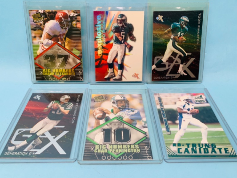 Photo 1 of 803439…6 collectible football trading cards in hard plastic sleeves 