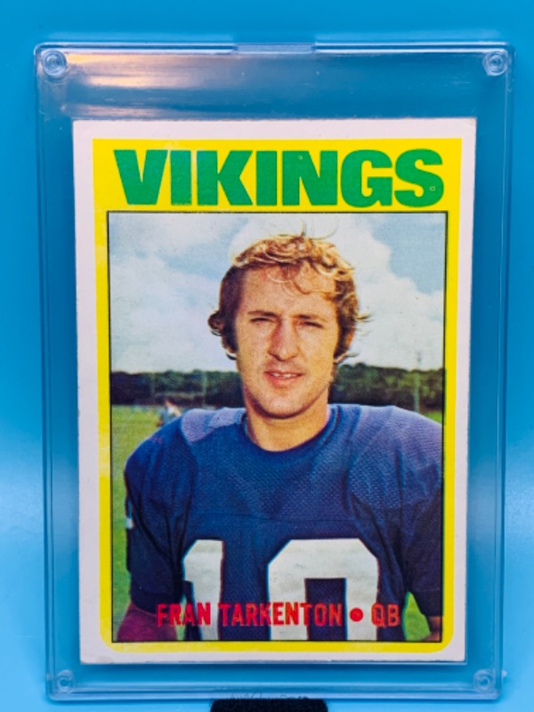 Photo 1 of 803441…topps 1972 Fran Tarkenton card 225 in hard plastic case 