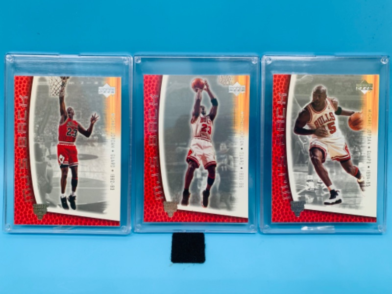 Photo 1 of 803443…3 Michael Jordan upper deck MJ’s Back cards in hard plastic cases 