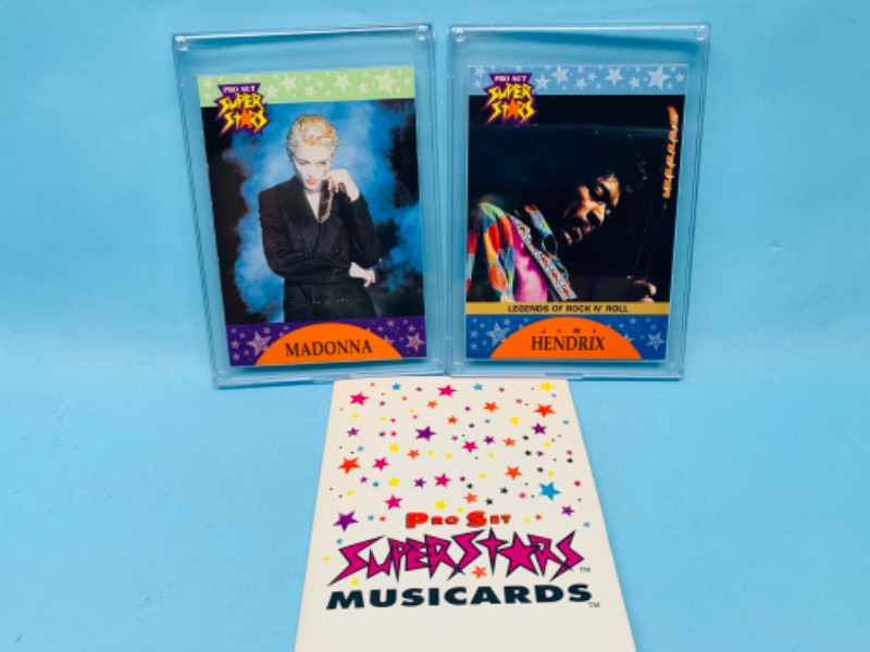 Photo 3 of 803455…pro set superstars promo cards Madonna and Jimi Hendrix in hard plastic cases 