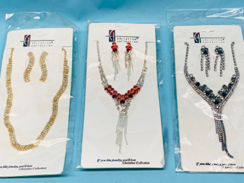 Photo 1 of 803458…3 fashion jewelry necklace and pierced earrings sets in packages 