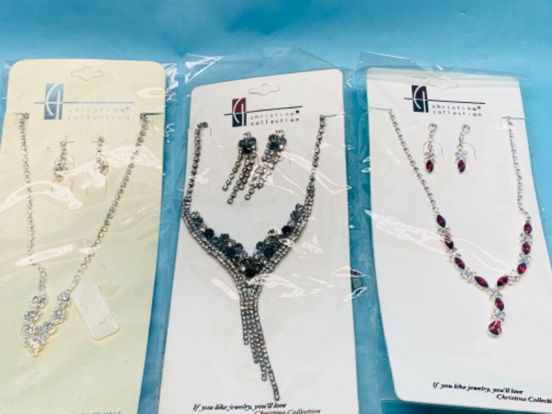 Photo 1 of 803460…3 sets of fashion jewelry necklace and pierced earrings in packages 