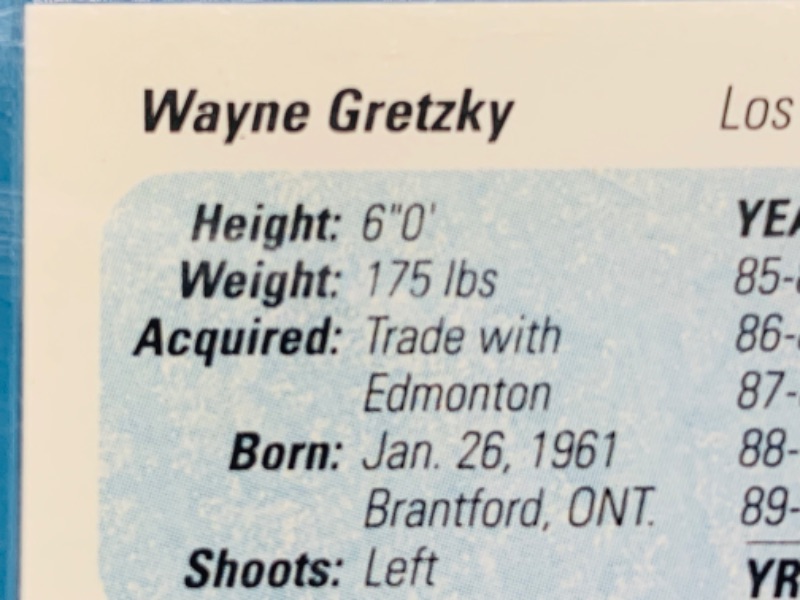 Photo 2 of 803470…rare error card Wayne Gretzky card 241 feet/ inches switched see photo - in hard plastic case 