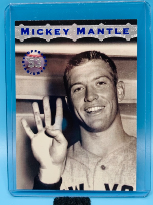 Photo 1 of 803520… 1996 topps stadium club Mickey Mantle card in hard plastic sleeve 