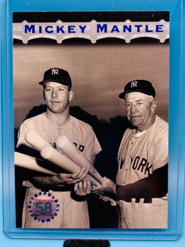 Photo 1 of 803523… 1996 topps stadium club Mickey Mantle card in hard plastic sleeve 