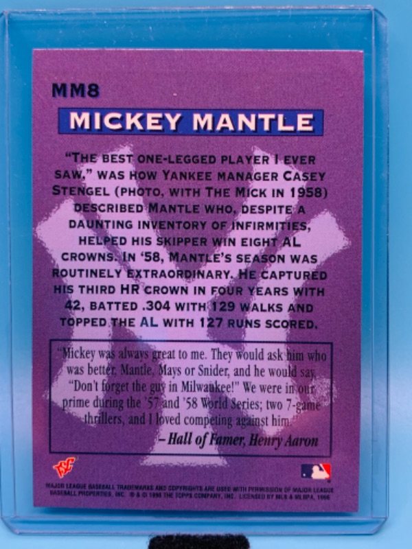 Photo 2 of 803524…1996 topps stadium club Mickey Mantle card in hard plastic sleeve 