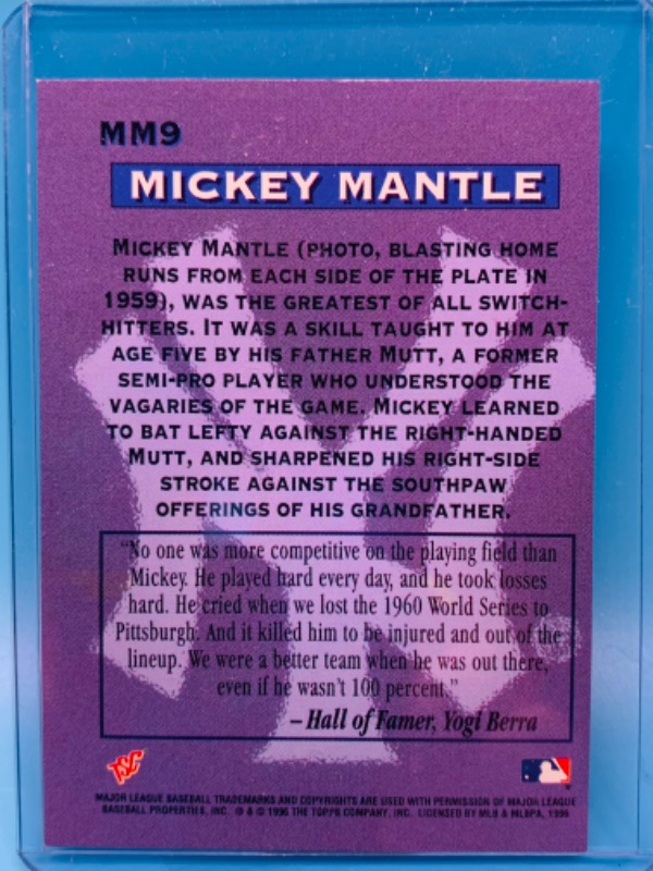 Photo 2 of 803525…1996 topps stadium club Mickey Mantle card in hard plastic sleeve 