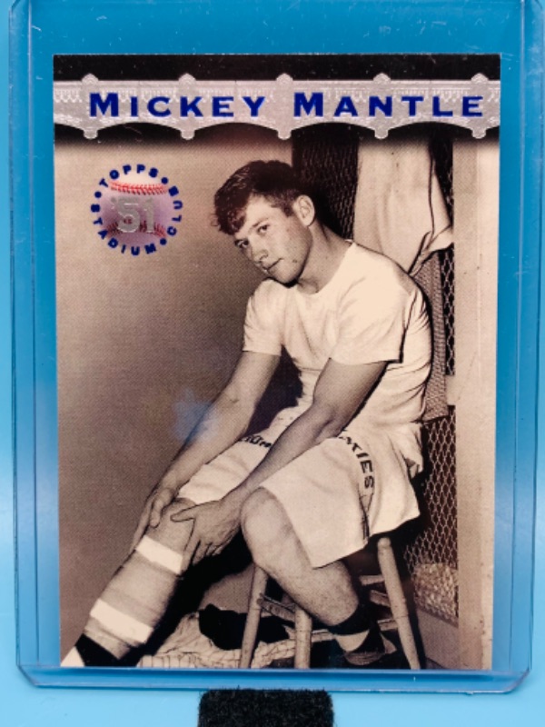 Photo 1 of 803527… 1996 topps stadium club Mickey Mantle card in hard plastic sleeve 