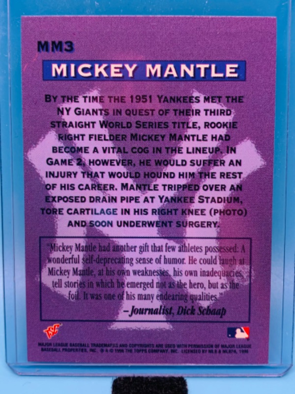 Photo 2 of 803527… 1996 topps stadium club Mickey Mantle card in hard plastic sleeve 