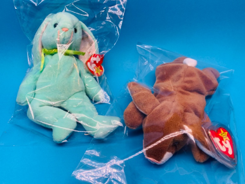 Photo 1 of 803578…2 TY beanie babies- bunnies in plastic bags 