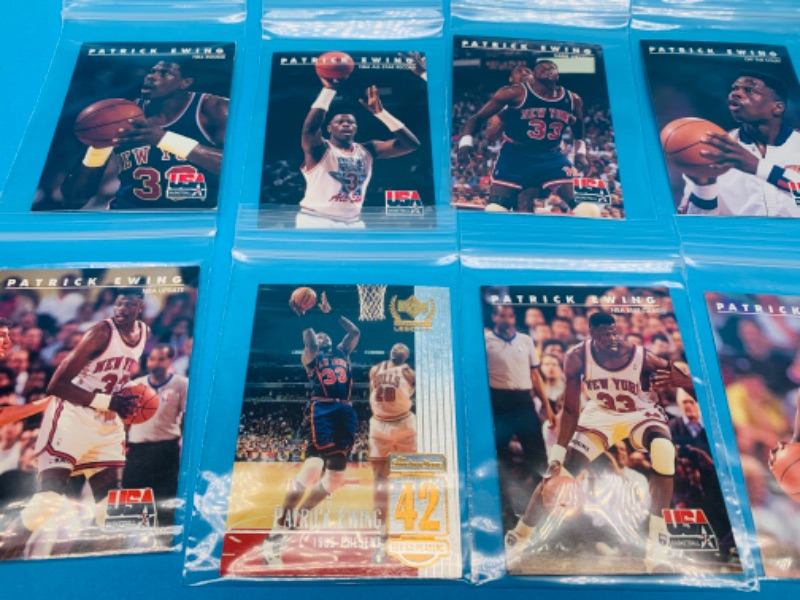 Photo 4 of 803597…12 Patrick Ewing trading cards in plastic sleeves 