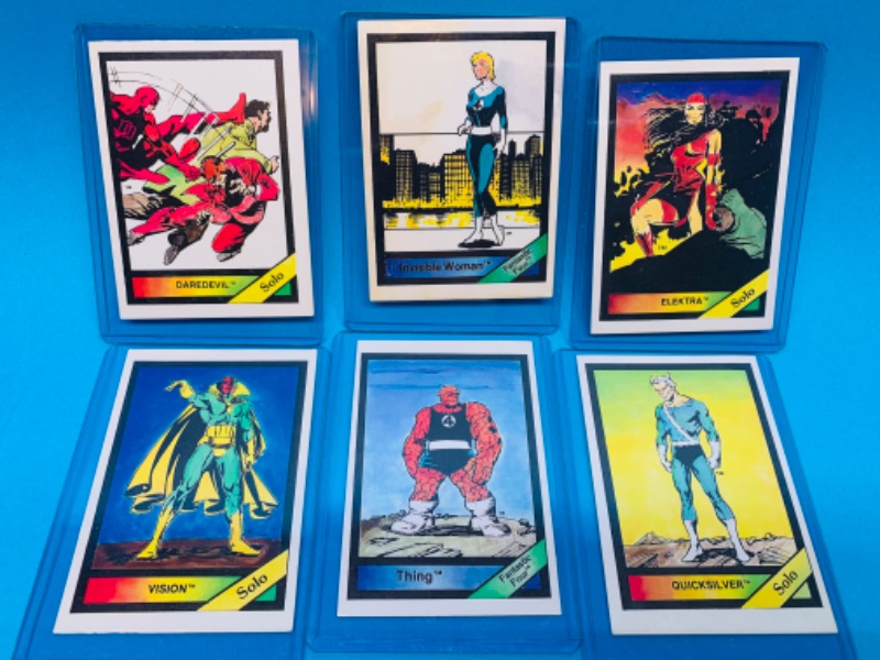 Photo 1 of 803303… 6 vintage 1987 marvel series 1 cards in hard plastic sleeves 