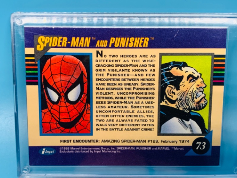 Photo 2 of 803610…1992 marvel team ups spider-Man and punisher card 73 in hard plastic case