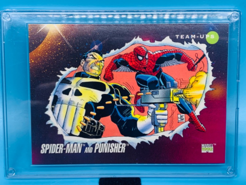 Photo 1 of 803610…1992 marvel team ups spider-Man and punisher card 73 in hard plastic case