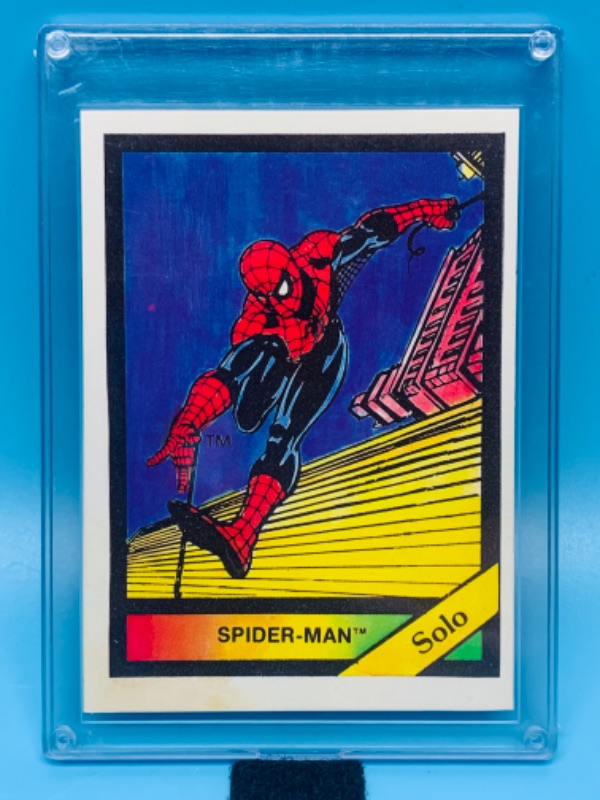 Photo 1 of 803613…vintage 1987 marvel Spider-Man series 1 card 58 in hard plastic case 