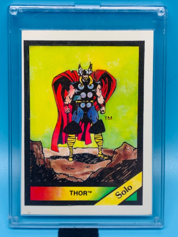 Photo 1 of 803614…vintage 1987 marvel Thor series 1 card 63 in hard plastic case 